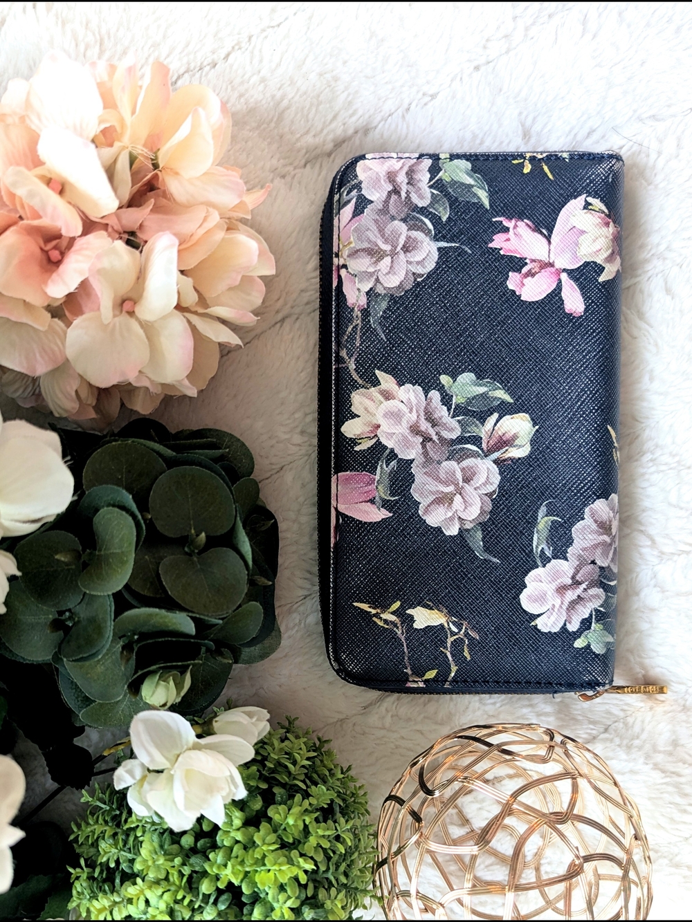 Love&Lore Navy Floral Saffiano Continental Wallet